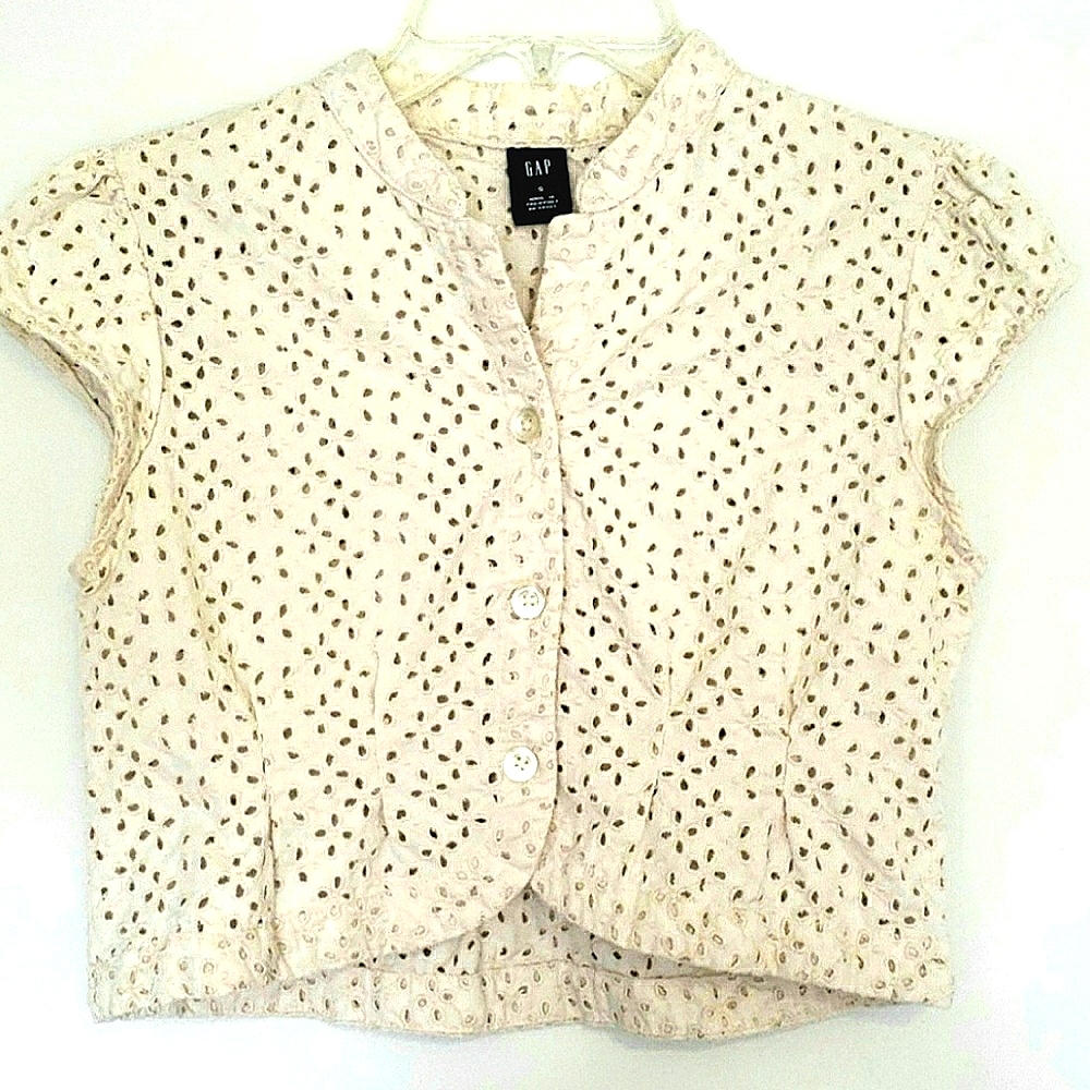 GAP Cream Romantic Eyelet Bolero Crop Top Jacket